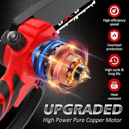 Handheld Mini Cordless Electric Chainsaw with Battery&Gas Powered Option,6-Inch chainsaw&Pruning Attachment Bar Oil Jug, Safety Gloves, Chainsaw Chain & Caseightweiaht for Tree Trimming. Wood Cutting