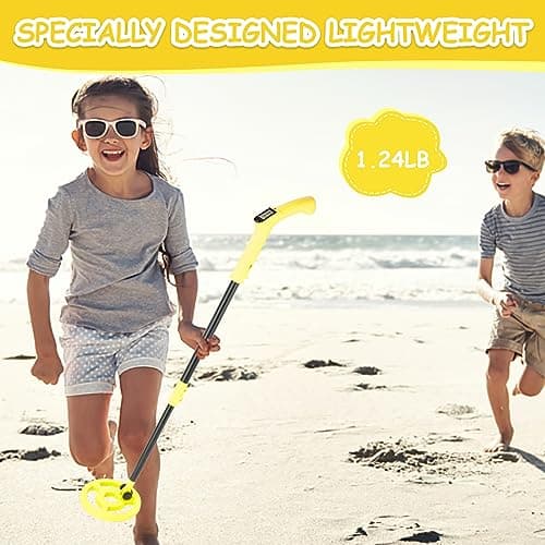 OMMO Metal Detector, Adjustable 27.5”-37.8” Metal Detector for Kids with Intuitive LCD Display, Lightweight Kids Metal Detectors with 6” Search Coil for Exploration Outdoor