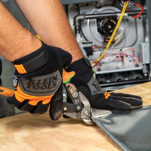Klein Tools 2401R Right-Cutting Offset Snips, Aviation Tin Snips with Forged Blade for Precision Sheet Metal Cutting