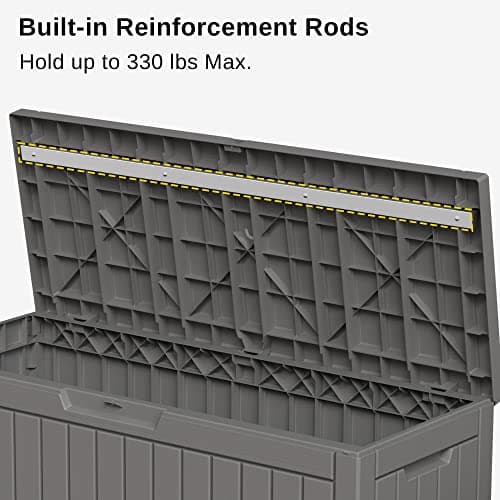 EAST OAK Outdoor Storage Box, 60 Gallon Deck Box Indoor and Outdoor Use, Waterproof Resin Storage Bin for Patio Cushions, Gardening Tools, Lockable, UV Resistant, Grey