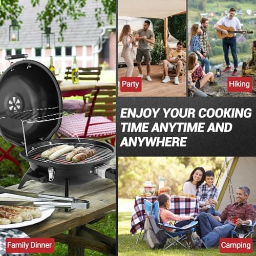 Outvita Indoor/Outdoor Electric Grill, 1600W Portable Removable Stand Grill with Double Layer Design for Countertops, BBQ, Patio & Backyard (Black)