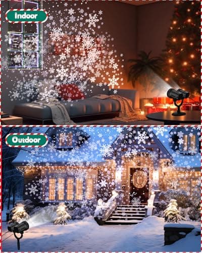 Christmas Projector Lights Outdoor, Clearer Snowflake Projector Lights IP65 Waterproof, LED Rotating Snowfall Decor Lamp for Xmas Holiday Wedding Indoor Party New Year Garden Decorations