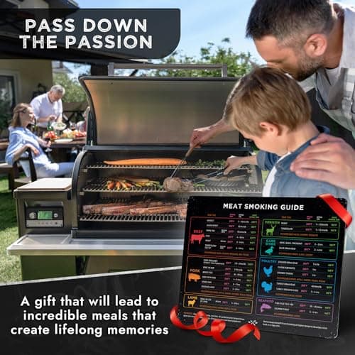 Meat Smoking Magnet Horizontal & BBQ Smoker Guide - Smoker & Pellet Grill Accessories - Wood, Time, & Temp - Grill Accessories for Outdoor Grill - BBQ Smoker Accessories - Grilling Gifts