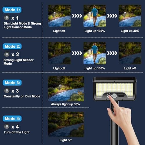 Tryme Solar Lights Outdoor Pathway, 92 Led Bright Waterproof Walkway Lights with Adjustable Angle & 3 Motion Sensor Modes for Driveway, Sidewalk, Garden, Yard, Patio, Landscaping (2 Pack)