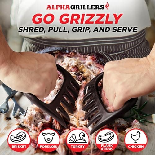 Alpha Grillers Meat Shredder Claws - BBQ Smoker Accessories Pulled Pork Tool - Barbecue Grilling Gifts for Men Him