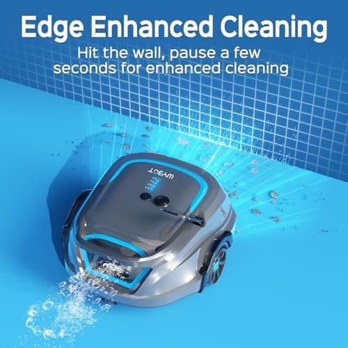 WYBOT A1 Cordless Robotic Pool Cleaner, Automatic Pool Vacuum with 120 Mins, Double Filters, LED Indicator, Fast Charging, Ideal for Above Ground & In-ground Flat Pools - Blue & Grey