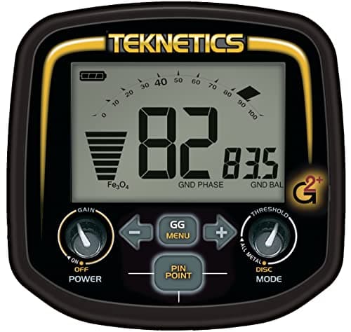 Teknetics G2+ Metal Detector with 11in. DD Coil, Black, Medium – FeTone Adjustable Iron Audio, Enhanced V-Break Tone Discrimination, One-Touch Ground Balance & 19 kHz Frequency, Ultra-Lightweight