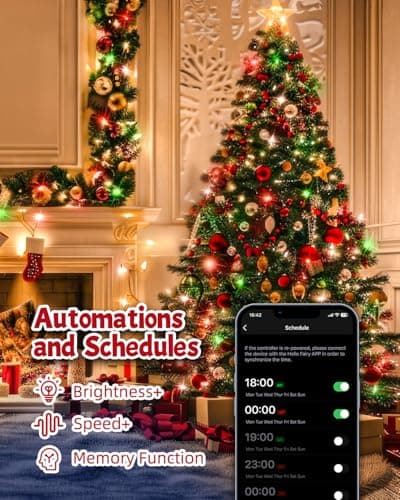 Minetom 66Ft 200 LED Smart RGB String Lights, App Controlled, Dimmable Timer, Waterproof, Indoor/Outdoor, Multicolor, LED, Christmas Tree Lights
