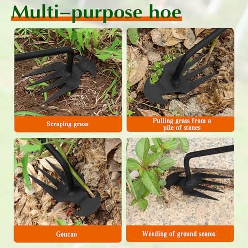 fugit Weed Puller Tool Garden Weed Pulling Tool– 15.7” Portable Garden Weeder, 4 Teeth Manganese Steel Forged Hand Tool for Uprooting Weeds, Ideal for Gardening (1PCS)