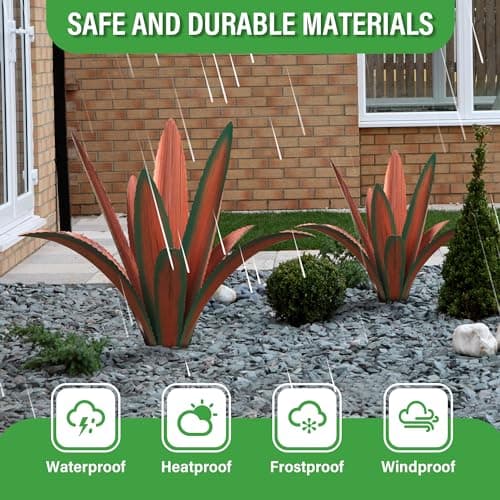 Metal Agave Plant Home Decor, Enlarge Thickened Metal Agave Garden Art for Outdoor Decor, Patio Lawn, Garden Sculpture Statue Green