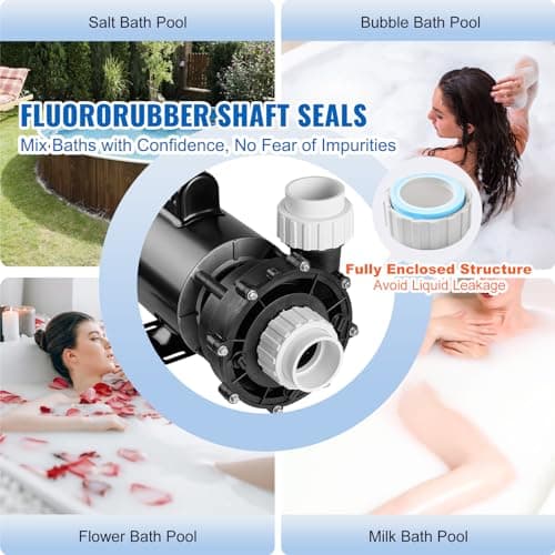 VEVOR 2 Speed SPA Pump, 56-Frame, AC 220-240V Hot Tub SPA Pump, 4HP/210GPM/65.61ft High Speed or 0.7HP/103GPM/16.07ft Low Speed, 2" Port 90° Rotational Interface for Hot Tub, Tested to UL Standards
