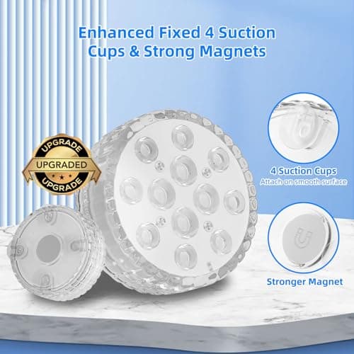 Submersible Pool LED Light, Underwater Light, 16 RGB Color Changing, RF Remote,Magnetic/Suction Cup/Battery, IP68 Waterproof Pool Lights for Pond/Bathtub/Shower/Hot Tub/Spa