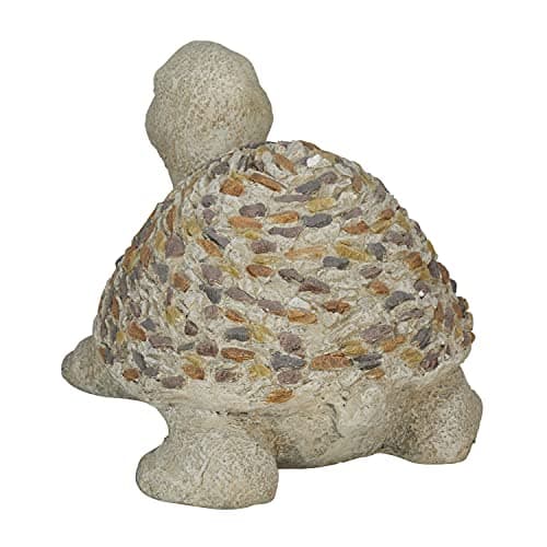 Deco 79 Polystone Turtle Decorative Garden Sculpture Indoor Outdoor Garden Statue with Stone Mosaic Design, Outdoor Sculpture 14" x 11" x 10", White