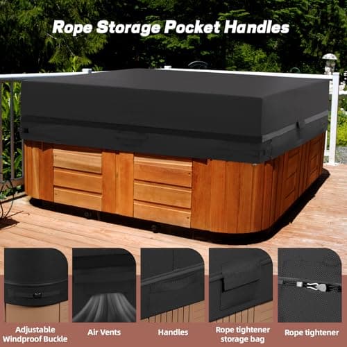 Outdoor Hot Tub Cover, 85×85 Inch Heavy Duty SPA Cover Waterproof, Hot Tub Protector Cover Replacement Weatherproof Protection Cap