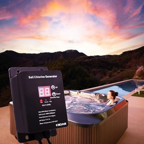Salt Chlorine Generator Salt Water Pool Chlorinator System with USA Titanium Salt Cell, Designed for Hot Tubs & Swim Spas, Chemical-Free