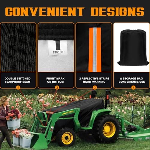 Compact Tractor Covers Waterproof Outdoor Heavy Duty,600 Polyester,Anti-UV Compact Utility Tractor Mower Cover Accessories,Compatible with John Deere, Kubota, Bobcat, Mahindra,Kioti,Tym,76"x24"x22"