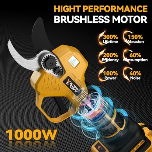 Brushless Electric Pruning Shears for DeWalt 20V Battery, Portable Cordless Pruning Shears with LCD Display＆SK5 Blades, Adjustable Cutting Diameter 0.8-1.2 Inch for Gardening Tree Pruning(NO Battery)