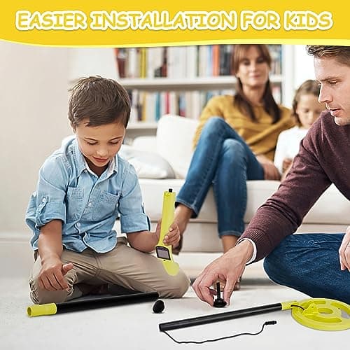 OMMO Metal Detector, Adjustable 27.5”-37.8” Metal Detector for Kids with Intuitive LCD Display, Lightweight Kids Metal Detectors with 6” Search Coil for Exploration Outdoor