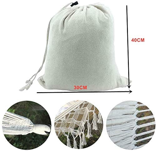 Hammock Brazilian Double Hammocks Soft Comfortable Fabric Cotton Canvas Hanging Portable Two Person Hammock Boho Fringe Large for Adults Backyard Travel