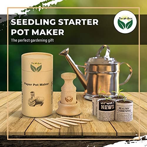 PAPER POT MAKER WOODEN HAND-TOOL- Craft an unlimited supply of biodegradable seedling pots for the garden with this easy to use DIY tool. Makes 1 & 3/4 inch seed starter pots, includes 20 plant labels