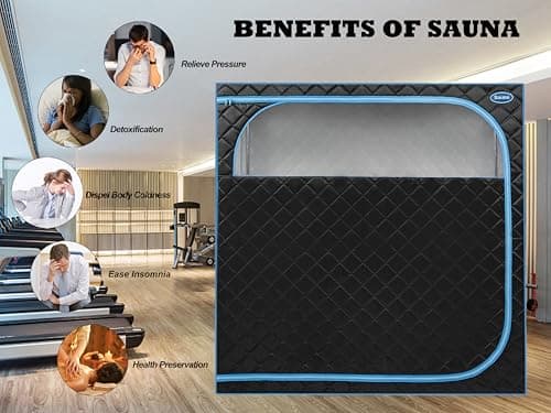 2 Person Infrared Sauna | Full Size Portable Sauna Tent | FAR Infrared Sauna for Home, 1,350watt, Home Saunas with Heating Foot Pad*2, Portable Chair*2, (L56.7 x W31.5 x H59.4, Black)