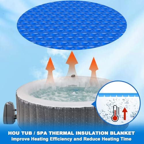 Hot Tub Spa Solar Bubble Cover Blanket for Round Inflatable Hot Tub Spa Pool Thermal Insulation Floating Bubble Wrap Covers (6 Ft)