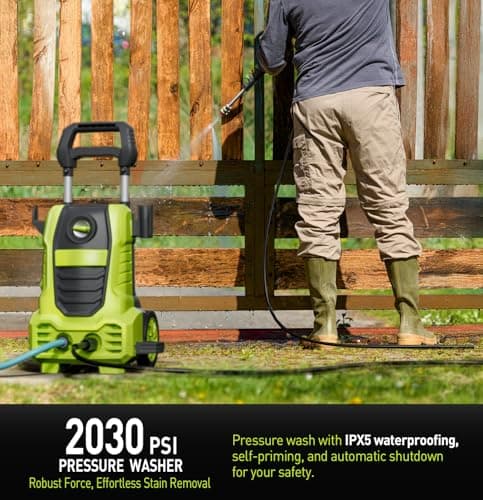 Electric Pressure Washer, 26 FT Hose Pressure Cleaner 2030 PSI with 4 Nozzles Tips,Surface Cleaning with Upgraded Swivel Joint for Car/Fences/Patios/Daily Needed (Mint Green)