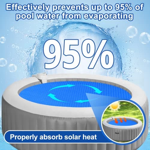 Solar Hot Tub Spa Bubble Cover Blanket for 6 7 Ft Round Inflatable Hot Tub Spa Pool Thermal Insulation Floating Bubble Wrap Covers Blankets(6 Ft)