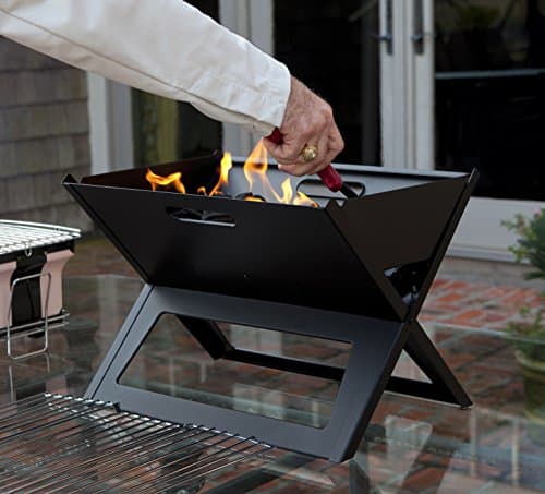Fire Sense 60508 Notebook BBQ Grill 3.5mm Cooking Bars Instant Foldable & Easy Portability For Outdoor Barbecues Camping Traveling Picnics Garden Beach Party - Black