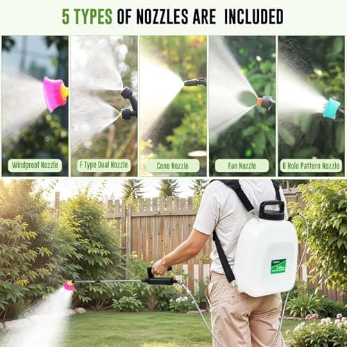 Battery Powered Sprayer 3.2 Gallon, VAXMAY Backpack Sprayer with 3 Adjustable Speeds, Battery Indicator, 5 Mist Nozzles, 41" Retractable Wand, USB Rechargeable Weed Sprayer for Lawn Garden Yard