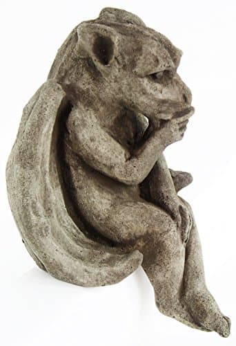 Sitting Gargoyle Concrete Home and Garden Statues Cement Igor French Sculpture European Cast Stone Figure All Weather Statuary Garden Statue Art