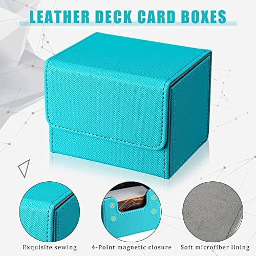 Weewooday 5 Pcs Leather Deck Card Boxes Large Size Deck Game Holder Storage Box Fit 100 Plus Sleeved Cards Compatible with MTG TCG, 5 Colors