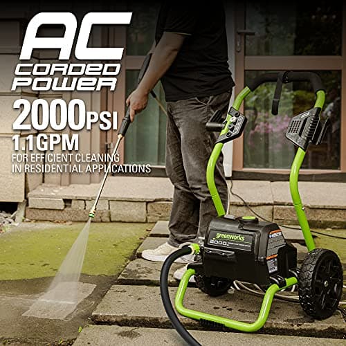 Greenworks 2000 Max PSI @ 1.1 GPM (13 Amp) Electric Pressure Washer GPW2000-1RG + Surface Cleaner Universal Attachment 30012