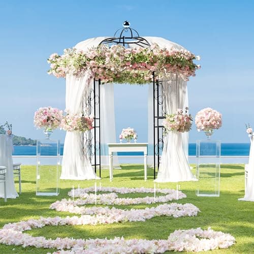 YITAHOME Birdcage Shape Garden Arch Arbors, 9.8'H x 6.8'W Pergola Pavilion for Climbing Plants Outdoor, Wedding Arches for Ceremony Party, Metal Garden Arbor for Patio, Backyard (Black)