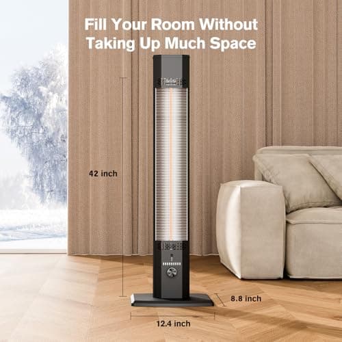 FLOWBREEZE Patio Heater, Portable Outdoor Heater, 1200W, 3S Instant Heating, Infrared Heater with 60°Oscillating, 180min Timer, Tip-over Protection, Super Quiet Electric Heaters for Indoor Outdoor Use