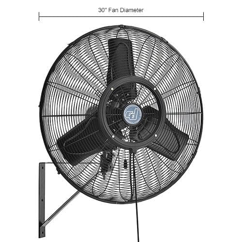 30" Wall Mounted Misting Fan, Outdoor Rated, Oscillating, 7204 CFM, 1/7 HP