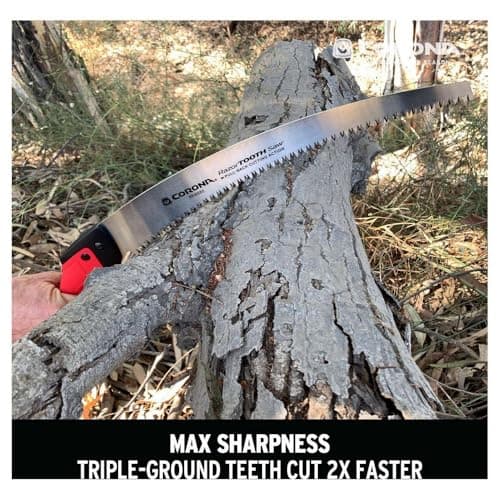 Corona Tools 14-Inch RazorTOOTH Pruning Saw | Tree Saw Designed for Single-Hand Use | Curved Blade Hand Saw | Cuts Branches Up to 8" in Diameter | RS16020, Red