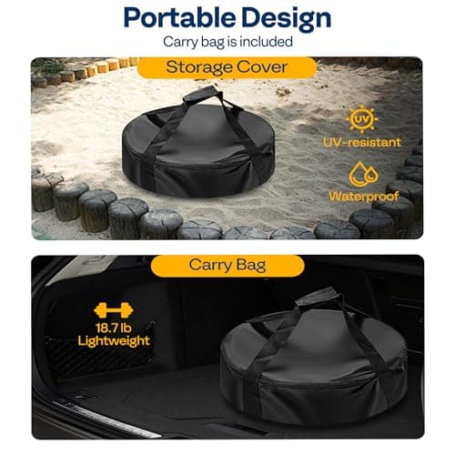 Portable 17 inch Propane Fire Pit 58000 BTU Smokeless Gas Fire Bowl with Adjustable Flame,Cover Carry Kit,CSA Certified for Camping,Patio,Backyard,RV&Tailgating-Includes Hose&Lava Rocks