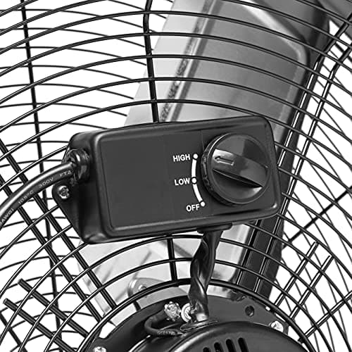 Amazon Basics 24" 215W High-Velocity, Heavy-Duty Industrial Fan, Drum Fan, with UL-Certified Safety Compliance, 2 Speeds, Up to 8820 CFM, 5.9-ft Power Cord, 2 Wheels, Metal Housing/Blades, Black
