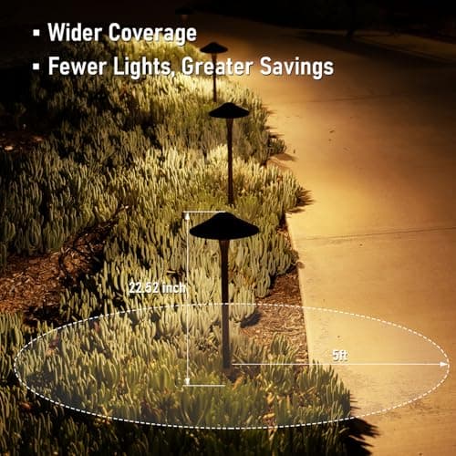 LEONLITE 5CCT Low Voltage Pathway Lights, LED Landscape Path Lights, 1800/2700/3000/4000/5000K, Saucer Head, 12-24V AC/DC, IP65 Outdoor Walkway Light, Oil Rubbed Bronze Aluminum, Pack of 6