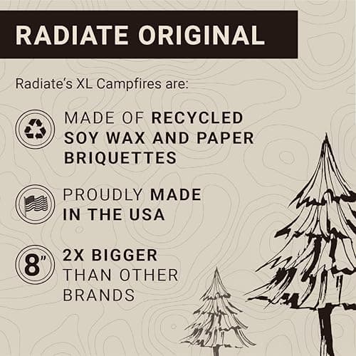 Radiate 2 Pack XL 8" Portable Campfire As Seen On Shark Tank - Up to 5 Hours of Burn Time, Reusable Travel Fire Pit for Camping, Patios and Beach Days - Great Alternative to a Real Fire - Made in USA