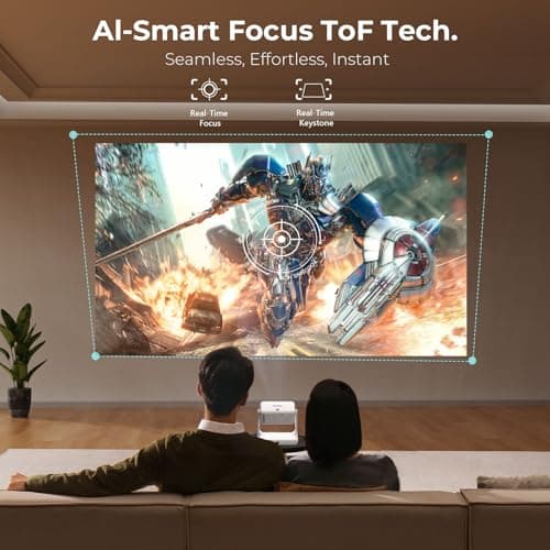 Outdoor-Projector-4K [1200 ANSI/Google TV/Voice Control] Smart Projector with WiFi 6 and Bluetooth, 10,000+ Apps, AI Focus Portable Proyector with Netflix, Sovbio 1080P Audio Movie Home [180° Stand]