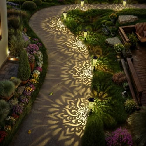 6 Pack Solar Lights Outdoor Garden Decorative with Warm Light Waterproof Pathway Landscape Lights for Path Patio Backyard Walkway Yard Garden Decor (Black, 6Pcs)