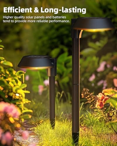 Solar Lights Outdoor Waterproof, LED Solar Pathway Lights Outdoor Garden Landscape Lighting for Walkway Driveway, Auto On/Off, 6 Pack