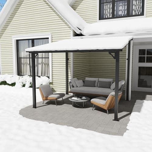 OC Orange-Casual 8x10 FT Patio All-Iron Gazebo,Hard Top Lean to Gazebo Pergola with Roof,Wall Mounted Heavy Duty Awnings, for Outdoor, Backyard, Deck