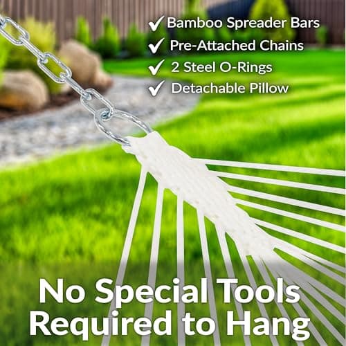 Sunnydaze Outdoor Hammock with Spreader Bar - 450-Pound Capacity Curved Spreader Bar Hammock - Mountainside
