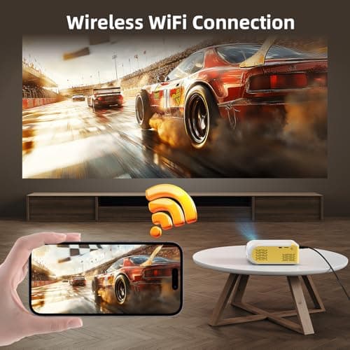 KSAN Mini Projector, Projector with WiFi and Bluetooth, Portable Movie Projector for Outdoor use, Built-in Speaker, 1080P Support Small Bedroom Video Projectors Compatible with Phone /TV Stick /PC