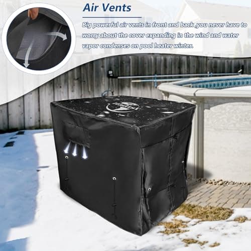 Pool Heater Winter Cover,with Plush Lining,Waterproof Swimming Pool Heater Cover Can Be Scaled to Different Sizes,Suitable for Most Heater up to 39" WX33 DX36 H