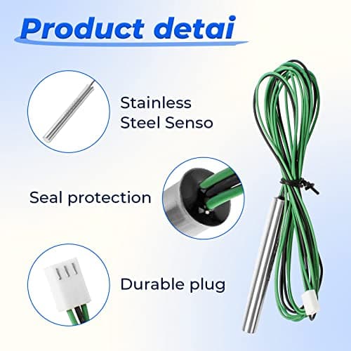 Pool Heater Temperature Sensor 009577F Compatible with Raypak Heaters 206A, 207A, 266A, 267A, 336A, 337A, 406A, 407A, 3 Wire NTC 100K Replacement for Raypak Temperature Sensor Lid Units