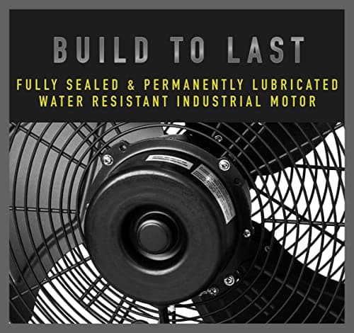 iLiving 18" Wall Mounted Variable Speed Indoor/Outdoor Weatherproof Fan, Industrial grade for Patio, Greenhouse, Garage, Workshop, and Loading Dock, 6360 CFM, Black